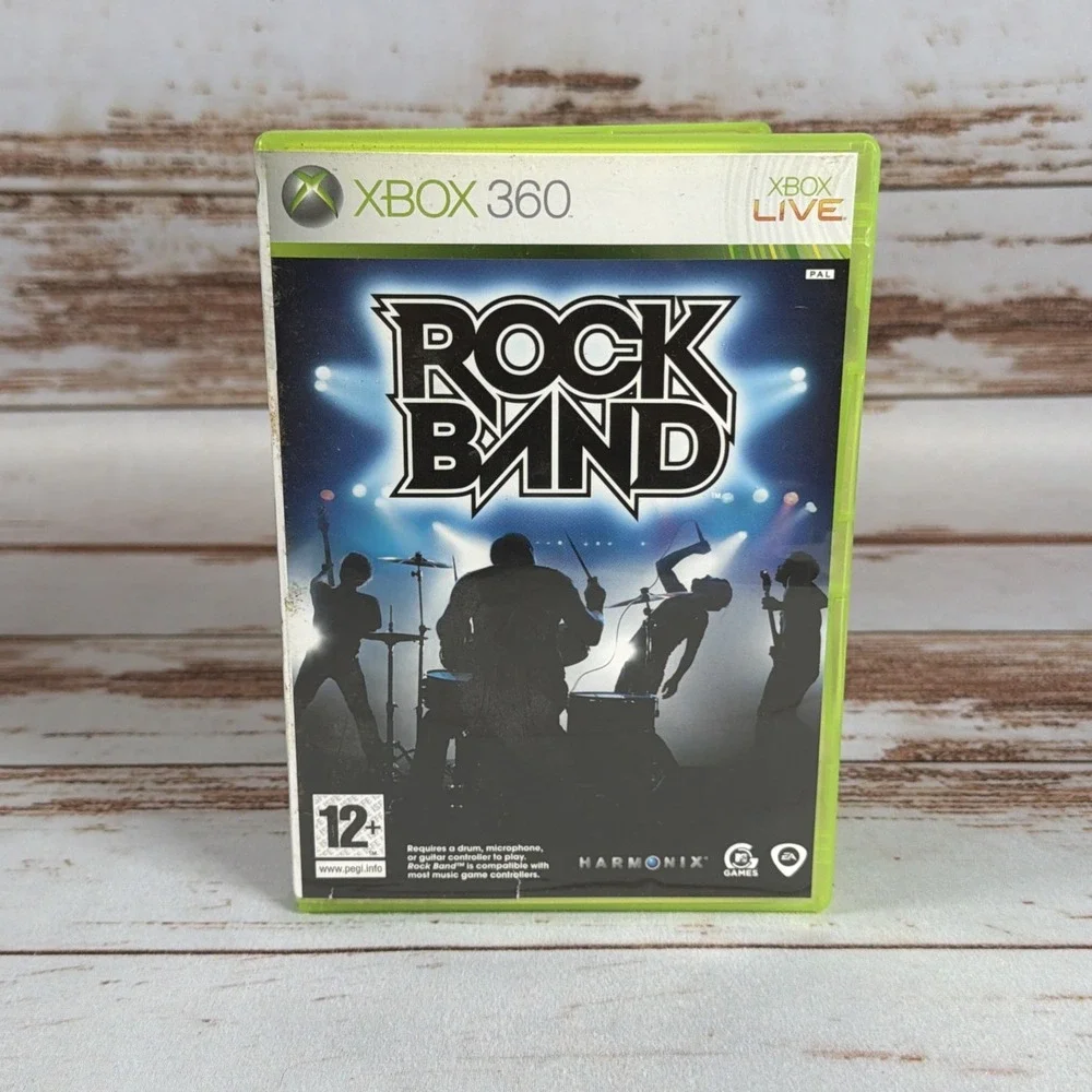 Rock Band Microsoft Xbox 360 2008 PAL CIB Complete in Box Resurfaced Used